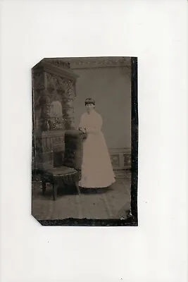 £9.81 • Buy G-246 Woman Lady In Dress Next To Ornate Fireplace 1/6th Tintype Photo