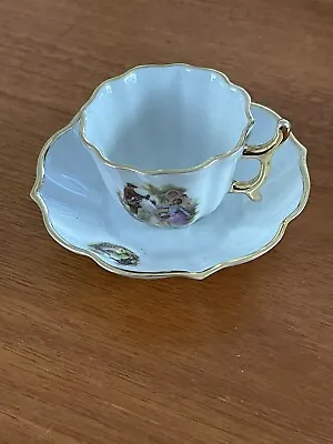 Vintage Meissner Limoge France Miniature Cup And Saucer 3” Diameter Saucer • £15