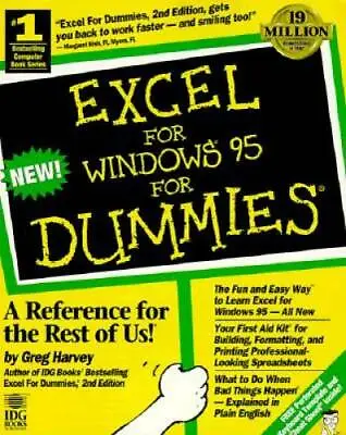 $3.59 • Buy Excel For Windows 95 For Dummies - Paperback By Harvey, Greg - GOOD