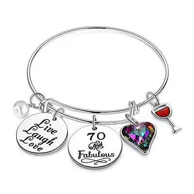 70th Birthday Gifts For Women Mom Birthday Bracelets 70 Yr Old Birthday Gifts... • £41.01