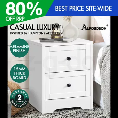 ALFORDSON Bedside Table Hamptons Nightstand Storage Side End Cabinet White • $69.95