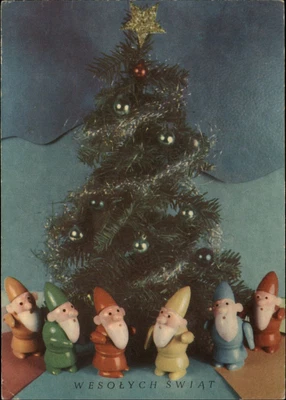 $2.77 • Buy Poland Merry Christmas Santa Figurines Pine Tree ~ Postcard  Sku431