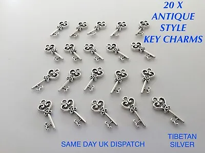 £2.99 • Buy 20 X Tibetan Metal Antique Style Key Charms, Bracelet  Craft Jewellery Making