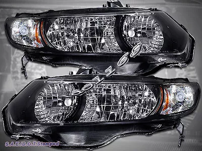 Fit For 06-11 Honda Civic 2Dr Coupe Black Housing Headlights 2006-2011 • $146.99