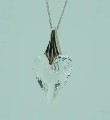 Swarovski Elements Wild Heart Crystal Clear Pendant & 925 Silver Chain + Box • £7.99