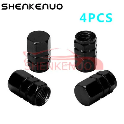 4 Black Aluminum Tire/Wheel Air Pressure Valve Stem CAPS For Auto-Car-Truck-Bike • $5.99