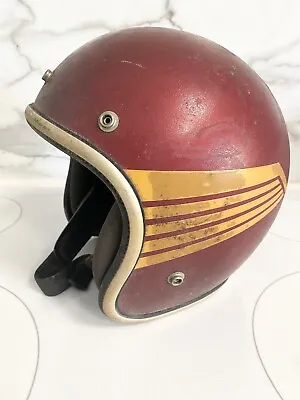 RARE Vintage 70s Arthur Fulmer AF40 Motorcycle Helmet Red & Gold Wings • $145