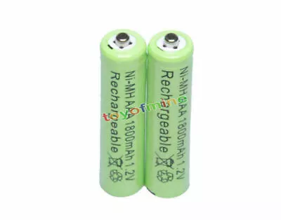 2 Pcs AAA 3A 1800mAh 1.2V Ni-MH Green Color Rechargeable Battery Cell For RC Toy • $10.73