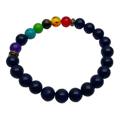 £2.99 • Buy 7 Chakra Bracelet Crystals Healing Stones Beads Gemstone  Reiki Anxiety Volcanic