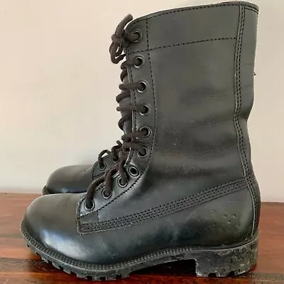 Highmark Black Leather Army Boots Allender Size 6C Made In Australia Vintage • $70