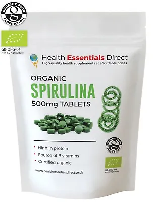 Organic Spirulina 500mg Tablets (Detox Immune System Weight Loss B Vitamins)  • £2.99