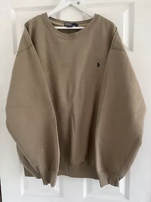 Polo Ralph Lauren Crew-neck Sweatshirt Beige/taupe Colour Men’s Size Large • £9.99