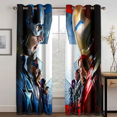 Curtains Eyelet Blackout Opaque Decor Bedroom/Living Room/Door Marvel Super Hero • £25.06