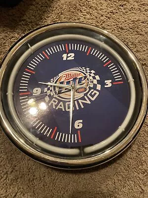 Miller Lite Beer Racing  Vintage Neon Clock Works • $45