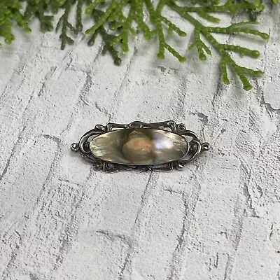Antique Stunning Victorian Sterling Silver Blister Pearl Swirl Brooch~ 1 1/2” • $29.80