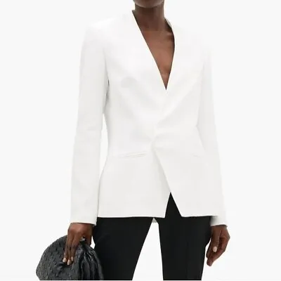 Haider Ackermann White Collarless Twill Blazer Size 6 / 38 • $699