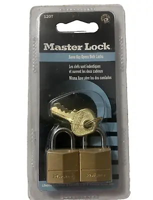 Master Lock 120T Steel Shackle Solid Brass Keyed Body Padlock 3/4 In. • $9.88