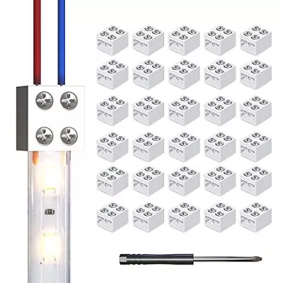 30 Pcs 8mm 2 Pin Solderless LED Light Strip Connectors - 2 Pin Screw Down Ter... • $21.19