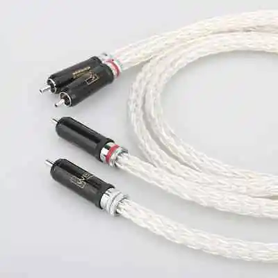 1Pair 8AWG OCC 16 Strands Silver Plated Wire HiFi Audio Interconnect RCA Cable • £71.64