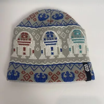 Star Wars R2D2 Hat Cap Beanie Toque Age 14+ Grey Lucasfilm Fleece Insulated • $14.88