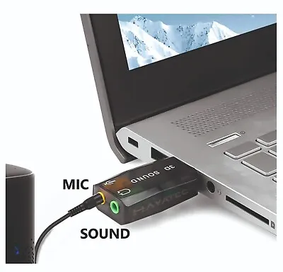 MINI JACK PC HEADPHONE MIC TO USB ADAPTER External Sound Card For Laptop Macbook • £3.80