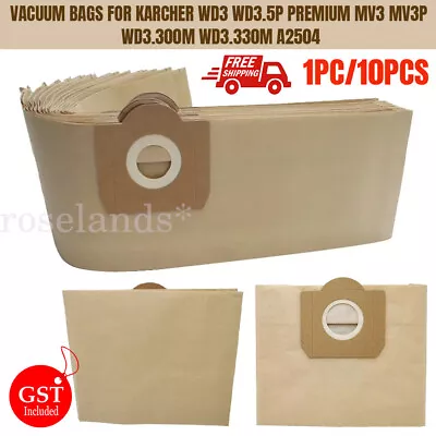 12 Replacement Dust Vacuum Bags For KARCHER WD3 WD3.5P Premium MV3 MV3P WD3.300M • $7.31