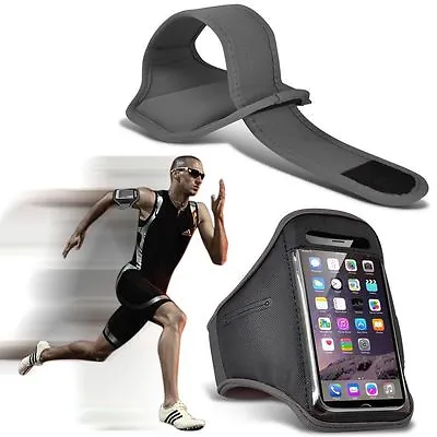 Quality Sports Armband  Gym Running Workout Belt Strap Phone Case Cover✔Grey • £6.95