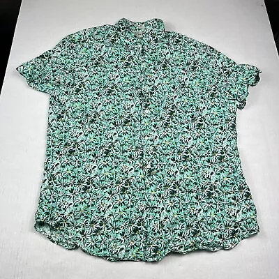 J.Crew Mens Linen Button Down Shirt Floral Print Short Sleeve Casual Top LARGE • $18.99