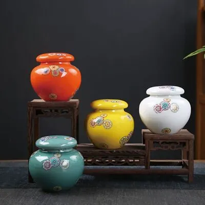 Colorful Tea Jar Ceramic Coffee Storage Organizer Tea Canister  Herb • $24.76