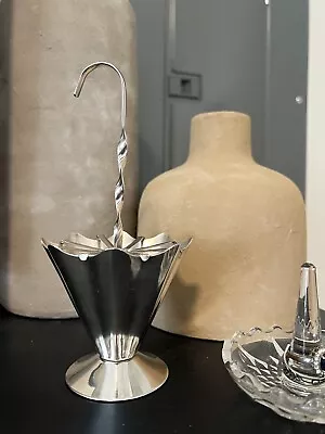 Vintage Antique England Silver Plated Umbrella Napkin Holder Or Small Vase • $25