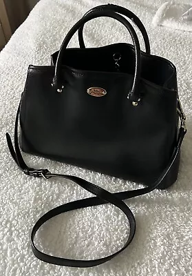 Vintage Coach Black Leather Handbag  Top Handles Adjustable Shoulder Strap Purse • $49.99