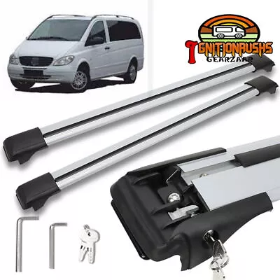 For Mercedes Vito Viano W639 W447 Lockable Silver Cross Roof Bars Rack 2003-2023 • £69.95