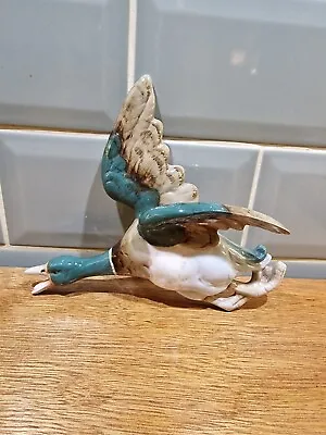 Vintage Ceramic Flying Wall Duck Mallard Royal Dux (?) Blue Green • £23