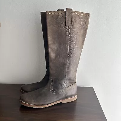 Frye Women's Celia X 76340 Brown Leather Round Toe Pull On Riding Boots - Sz 8.5 • $49
