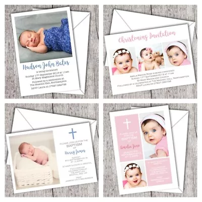 Personalised Christening Invitations ~ Photo ~ Baptism ~ Naming Day ~ Boy & Girl • £0.99