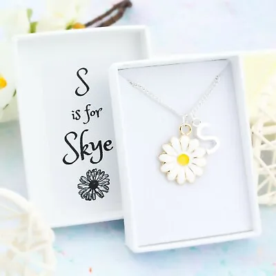 Daisy Necklace Personalised Gift Flower Girl Jewellery Floral Charm Necklace • £16.49