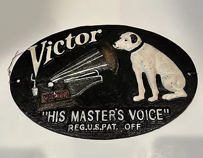 Vintage RCA Victor  His Masters Voice Cast Iron Sign Wall Hanging • $69.99