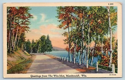 Postcard WI Manitowish Scenic Greetings From The Win-Mar Linen D4 • $7.99