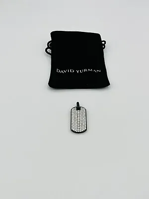 David Yurman Streamline 35mm Black Titanium PAVÉ Diamond Dog Tag Pendant • $1099.99