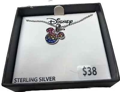 New Disney Mickey Mouse Boxed Earrings And Necklace Set Sterling Silver. • $29.99