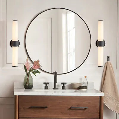 £35.95 • Buy Large Round Wall Mounted Mirror Bathroom Bedroom Makeup Mirror Black Metal Frame