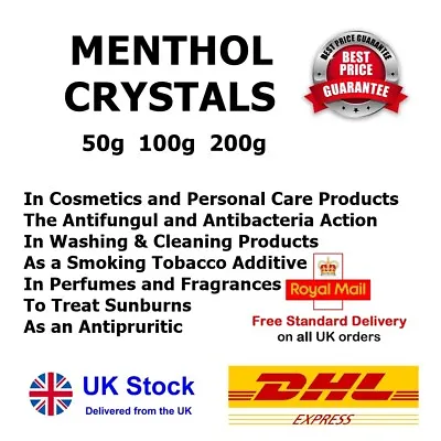 50g 100g 200g MENTHOL CRYSTALS Refreshing Aromatherapy / Cosmetics FREE POSTAGE • £11.99