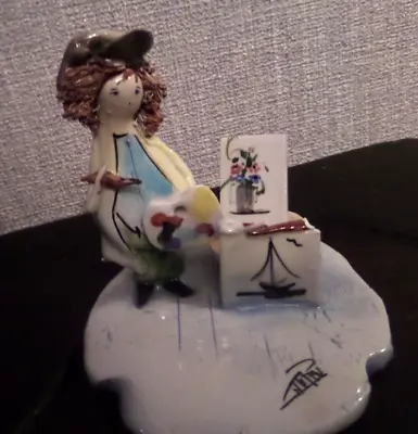 Zampiva Spaghetti Hair Ceramic Artist Figurine With Easel  Made In Italy • £19.99