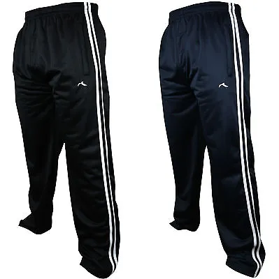 New Mens Tracksuit Bottoms Striped Silky Casual Gym Jogging Joggers Sweat Pants • £9.95