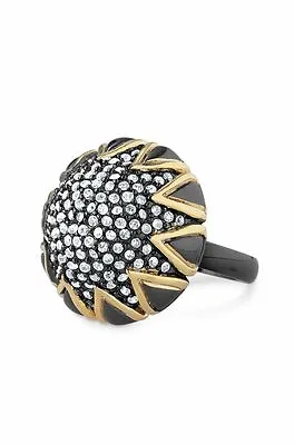 $25 • Buy Stella & Dot Starstruck Gold & Hematite Pave Rhinestone Dome Ring - Adj Size $64