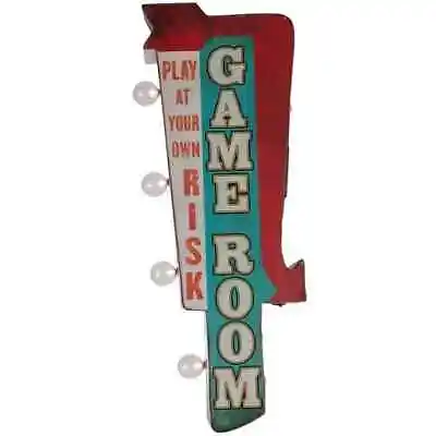 Vintage Double-Sided Metal Marquee-Style Light Up Game Room Metal Wall Decor • $44.99