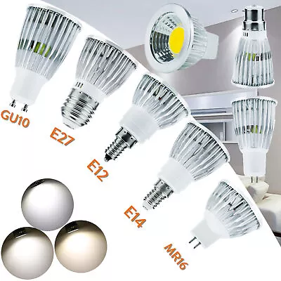 Dimmable LED COB Spot Light Bulbs MR16 GU10 E27 E14 6W 9W 12W Screw Bayonet Base • £2.75