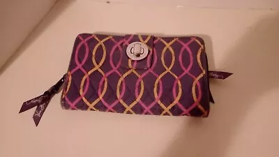 Vera Bradley Turn Lock Wallet Jazzy Swirls Pattern Gray Pink Orange 14571-256 • $12.99