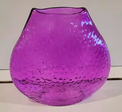 1 800 Flowers Raspberry Pink Hammered Glass Vase 7 Inches • $20