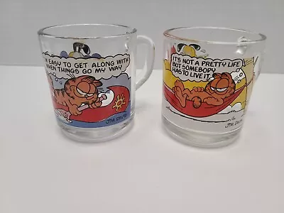 Set Of 2 Vintage 1978 Garfield McDonalds Jim Davis Glass Coffee Cups Mugs Retro  • $13.95